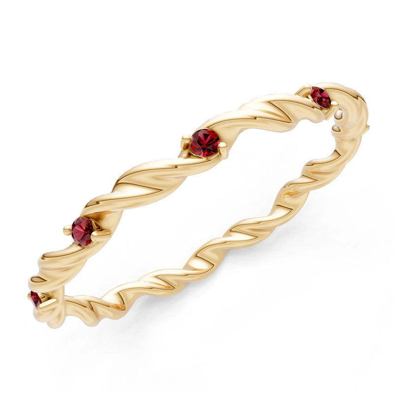 Dainty Rope Twist Gemstone Band – Round