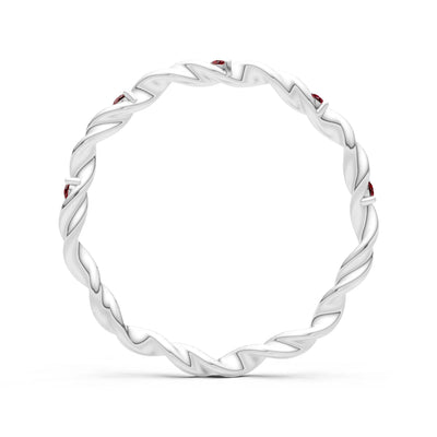 Dainty Rope Twist Gemstone Band – Round