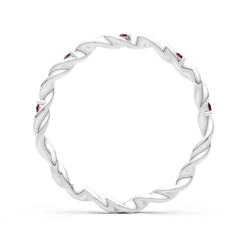 Dainty Rope Twist Gemstone Band – Round