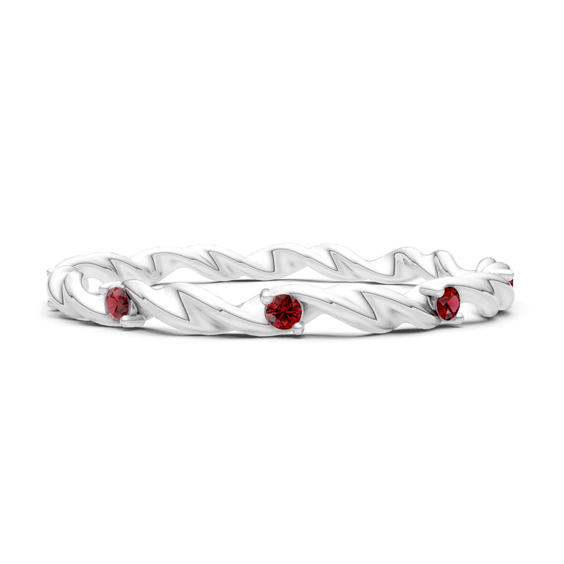 Dainty Rope Twist Gemstone Band – Round