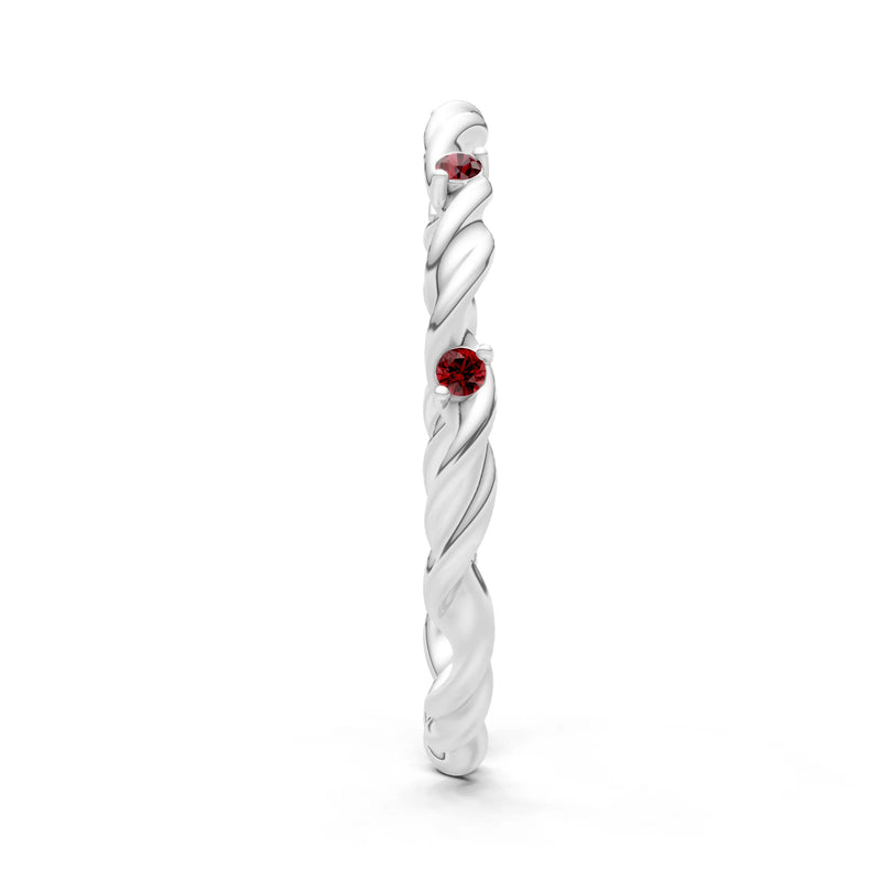 Dainty Rope Twist Gemstone Band – Round