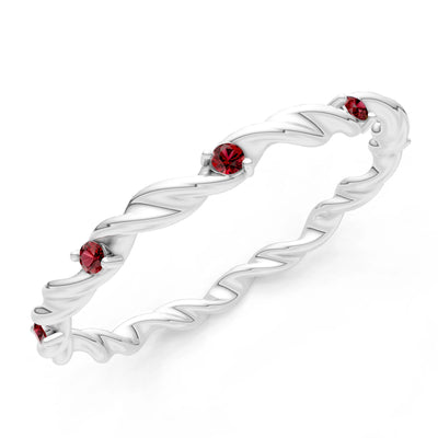 Dainty Rope Twist Gemstone Band – Round