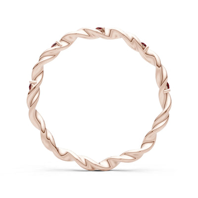 Dainty Rope Twist Gemstone Band – Round