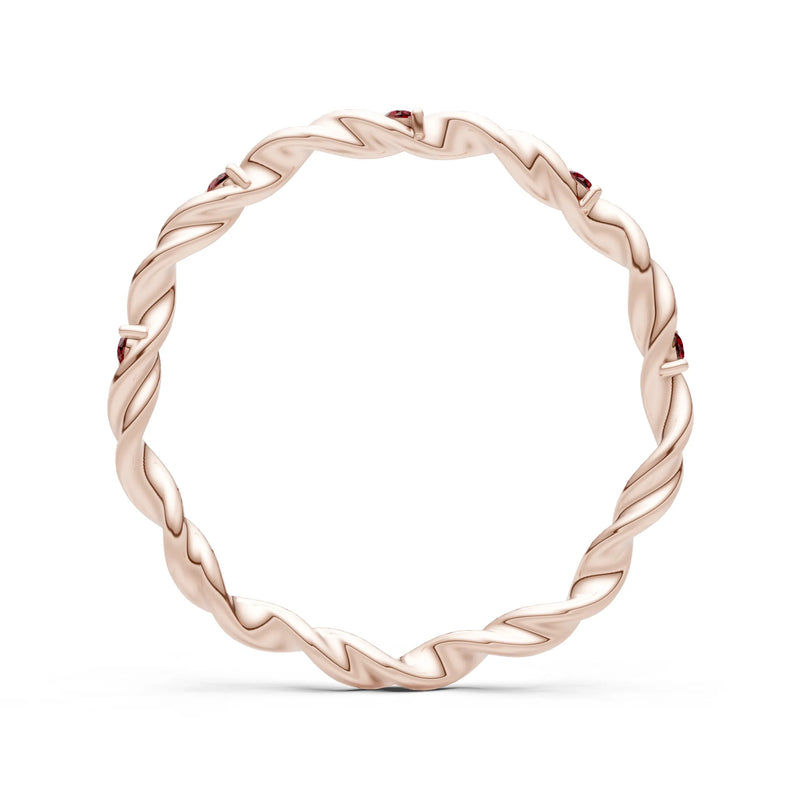 Dainty Rope Twist Gemstone Band – Round