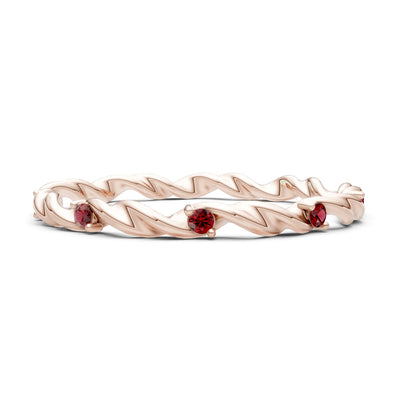 Dainty Rope Twist Gemstone Band – Round