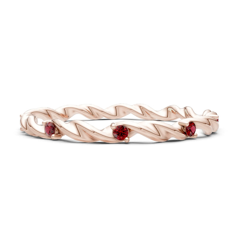 Dainty Rope Twist Gemstone Band – Round