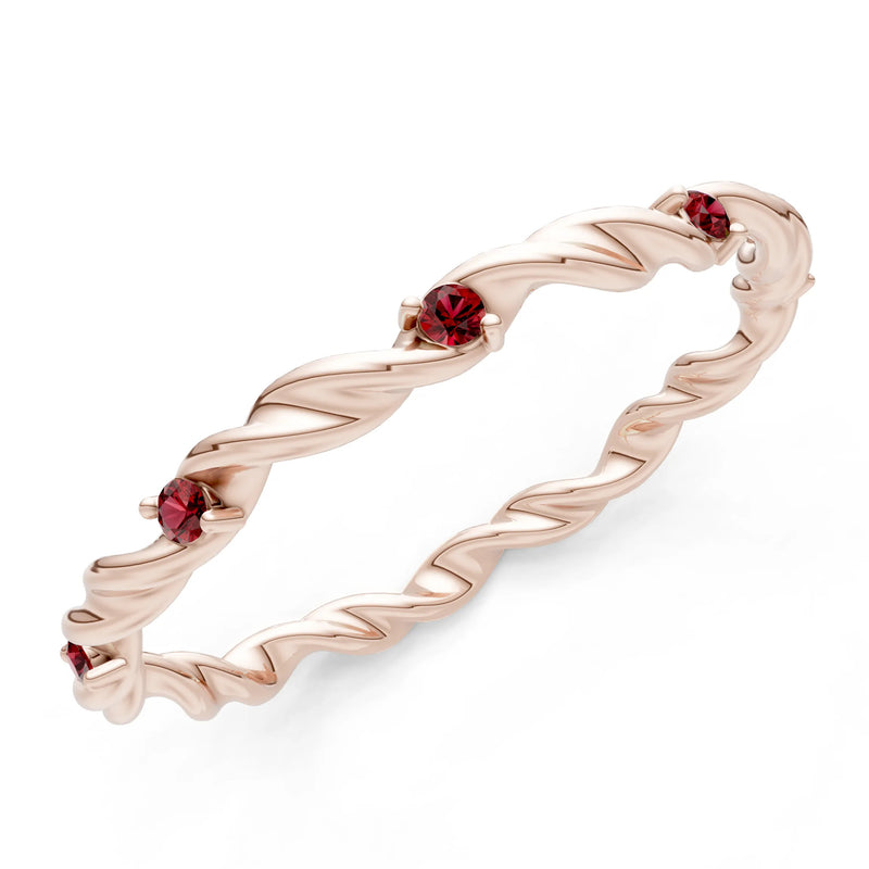 Dainty Rope Twist Gemstone Band – Round