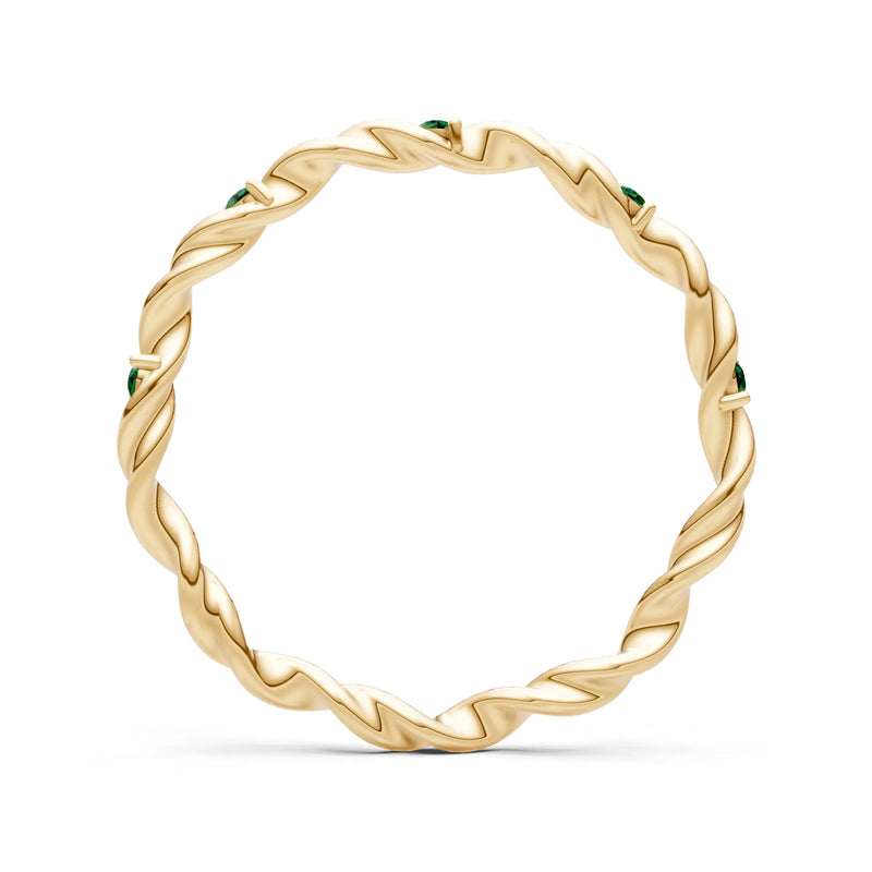 Emerald Dainty Rope Twist Gemstone Band