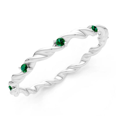 Dainty Rope Twist Gemstone Band – Round