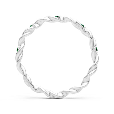 Emerald Dainty Rope Twist Gemstone Band