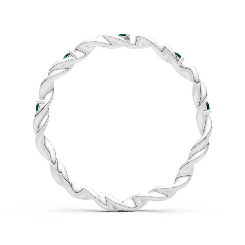 Emerald Dainty Rope Twist Gemstone Band