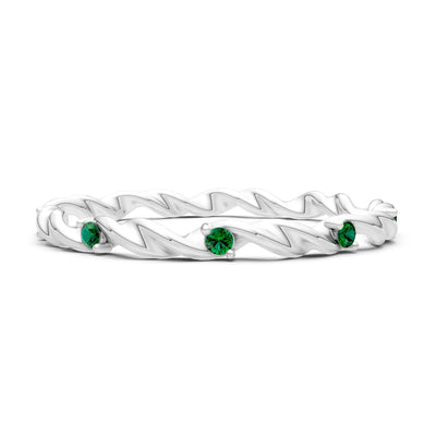 Emerald Dainty Rope Twist Gemstone Band