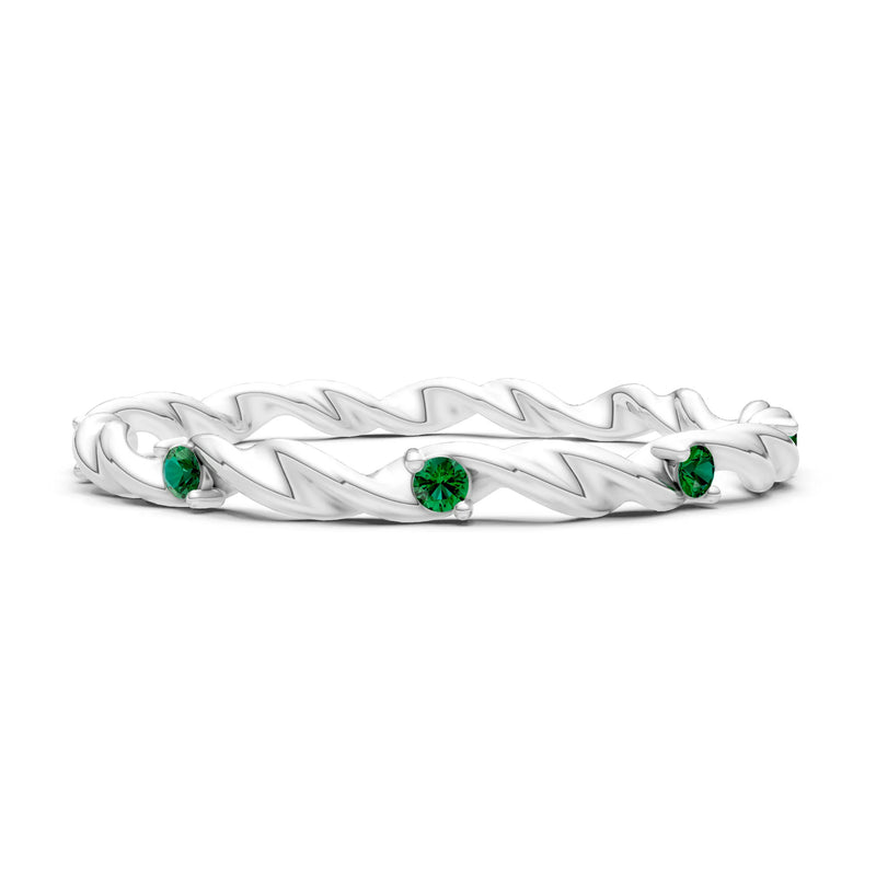 Emerald Dainty Rope Twist Gemstone Band