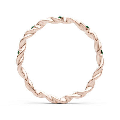 Dainty Rope Twist Gemstone Band – Round