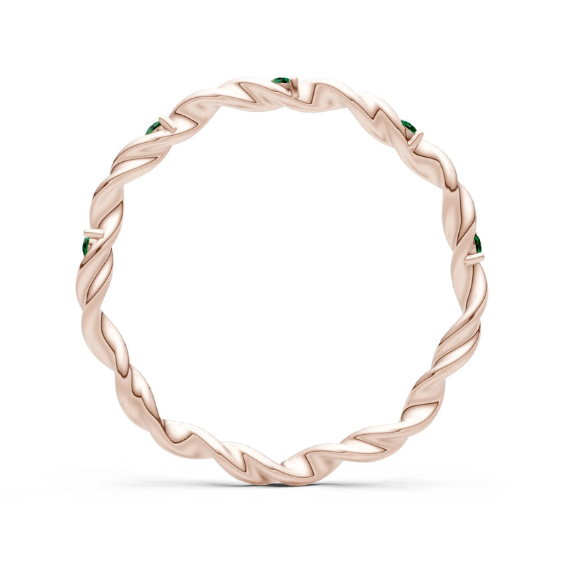 Emerald Dainty Rope Twist Gemstone Band