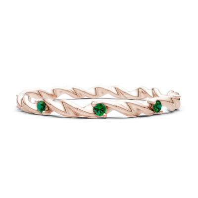 Emerald Dainty Rope Twist Gemstone Band