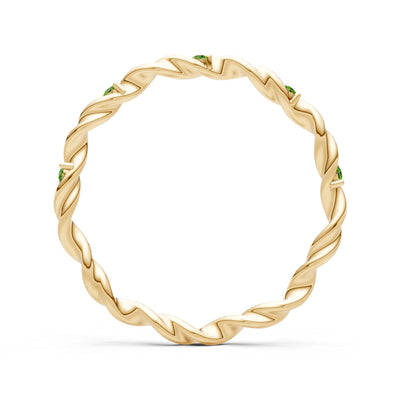 Peridot Dainty Rope Twist Gemstone Band – Round