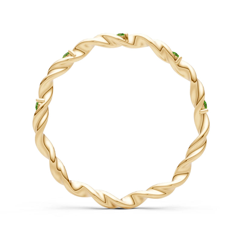 Peridot Dainty Rope Twist Gemstone Band – Round