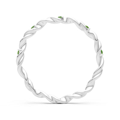 Peridot Dainty Rope Twist Gemstone Band – Round