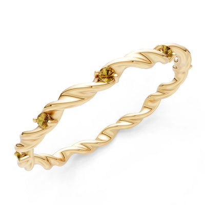 Citrine Dainty Rope Twist Gemstone Band