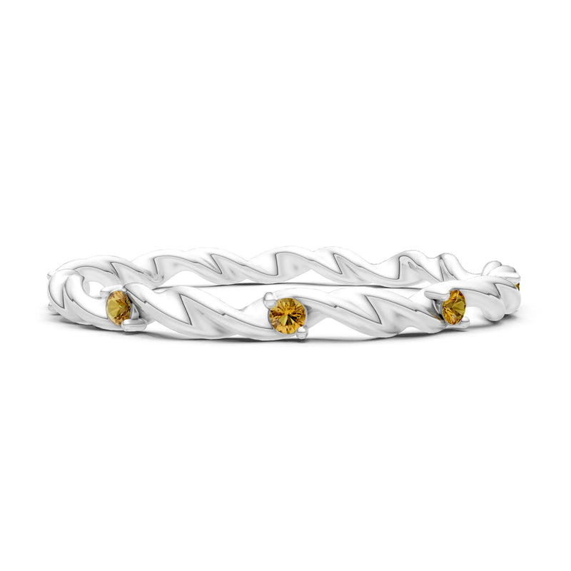 Citrine Dainty Rope Twist Gemstone Band