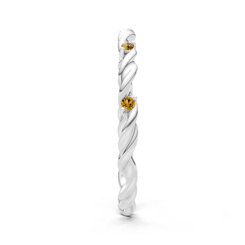 Citrine Dainty Rope Twist Gemstone Band