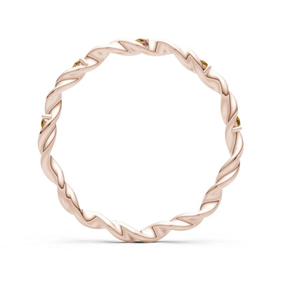 Citrine Dainty Rope Twist Gemstone Band