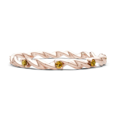 Citrine Dainty Rope Twist Gemstone Band