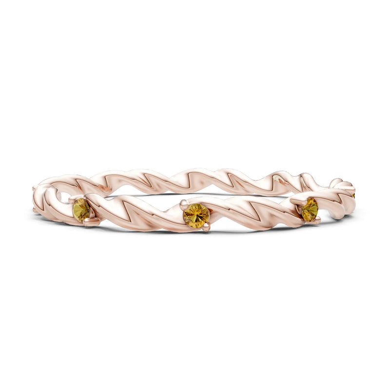 Citrine Dainty Rope Twist Gemstone Band