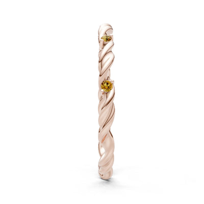 Citrine Dainty Rope Twist Gemstone Band