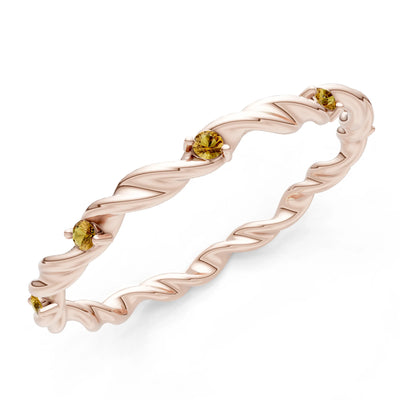 Citrine Dainty Rope Twist Gemstone Band
