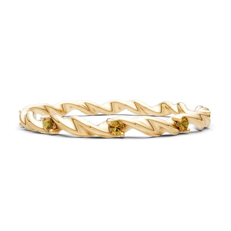 Dainty Rope Twist Gemstone Band – Round
