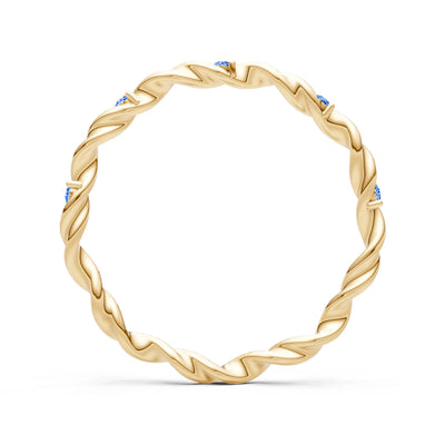 Swiss Blue Topaz Dainty Rope Twist Gemstone Band