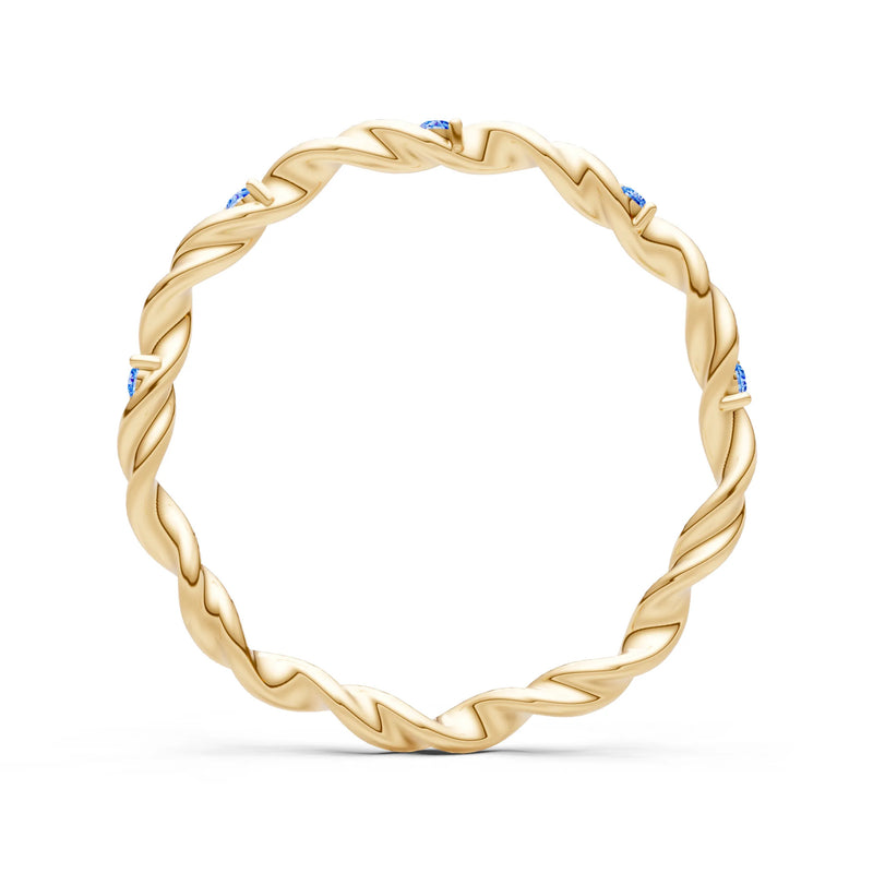 Swiss Blue Topaz Dainty Rope Twist Gemstone Band