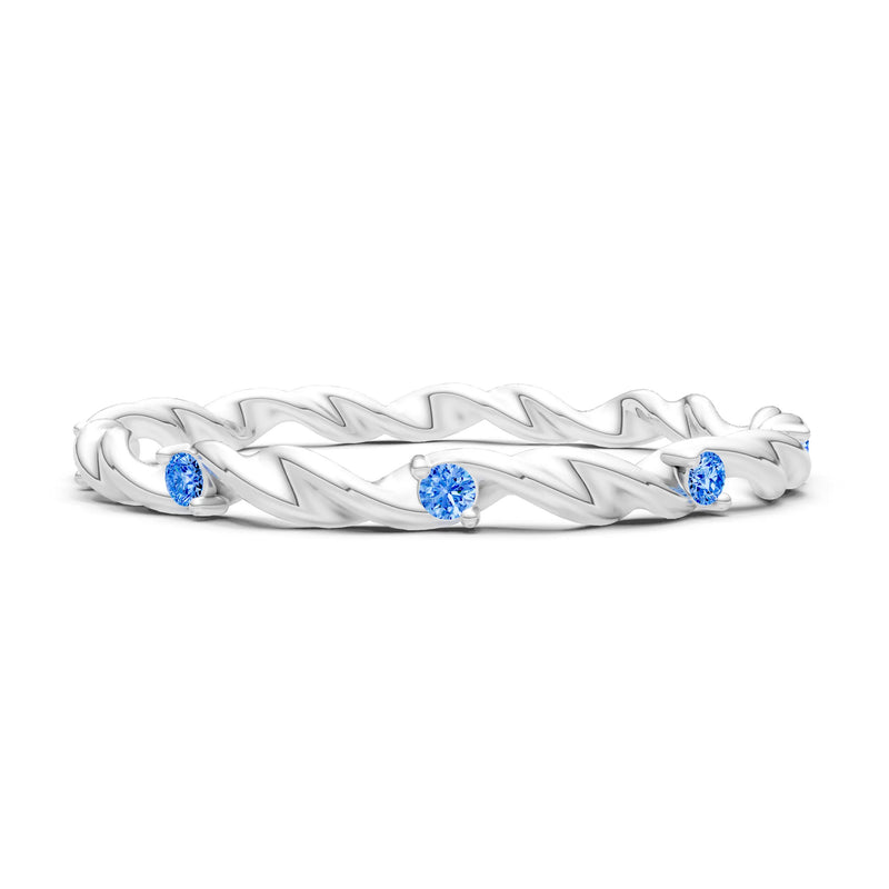 Swiss Blue Topaz Dainty Rope Twist Gemstone Band