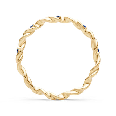 London Blue Topaz Dainty Rope Twist Gemstone Band