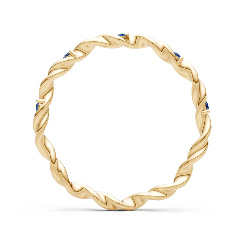 London Blue Topaz Dainty Rope Twist Gemstone Band