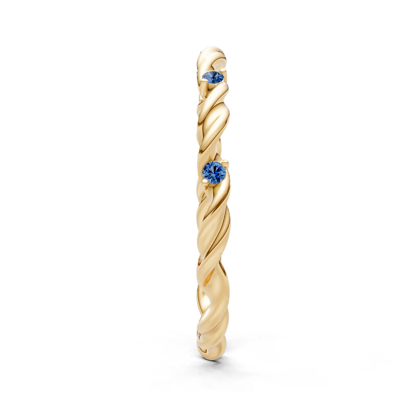 London Blue Topaz Dainty Rope Twist Gemstone Band