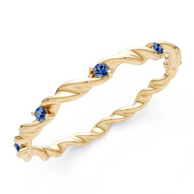 London Blue Topaz Dainty Rope Twist Gemstone Band