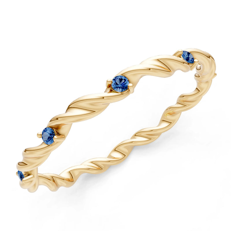 London Blue Topaz Dainty Rope Twist Gemstone Band