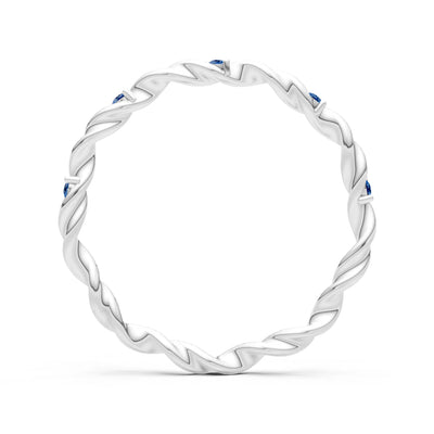 London Blue Topaz Dainty Rope Twist Gemstone Band