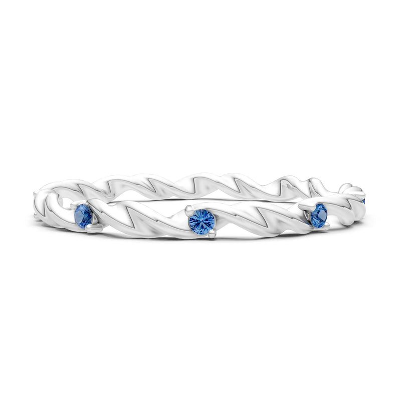 London Blue Topaz Dainty Rope Twist Gemstone Band