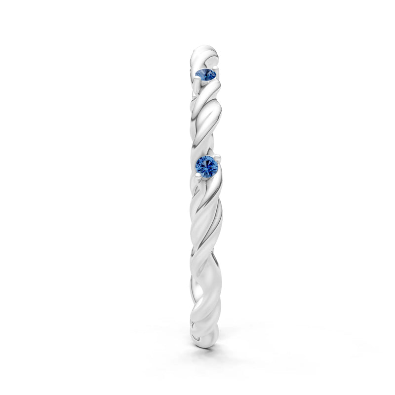 London Blue Topaz Dainty Rope Twist Gemstone Band