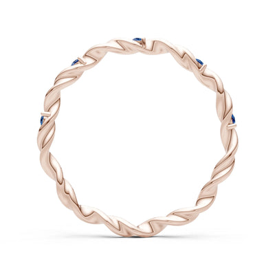 London Blue Topaz Dainty Rope Twist Gemstone Band