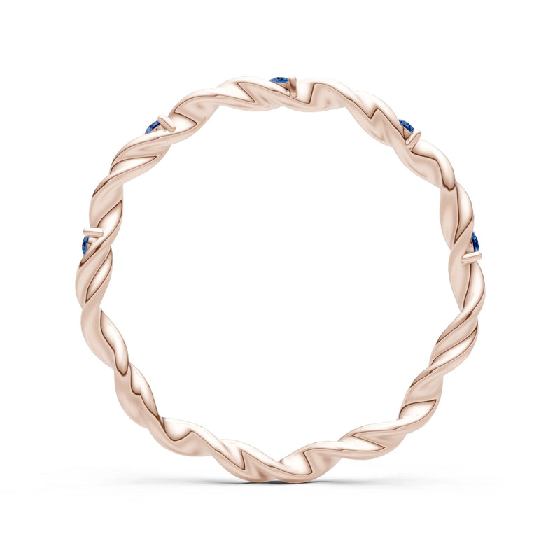 London Blue Topaz Dainty Rope Twist Gemstone Band