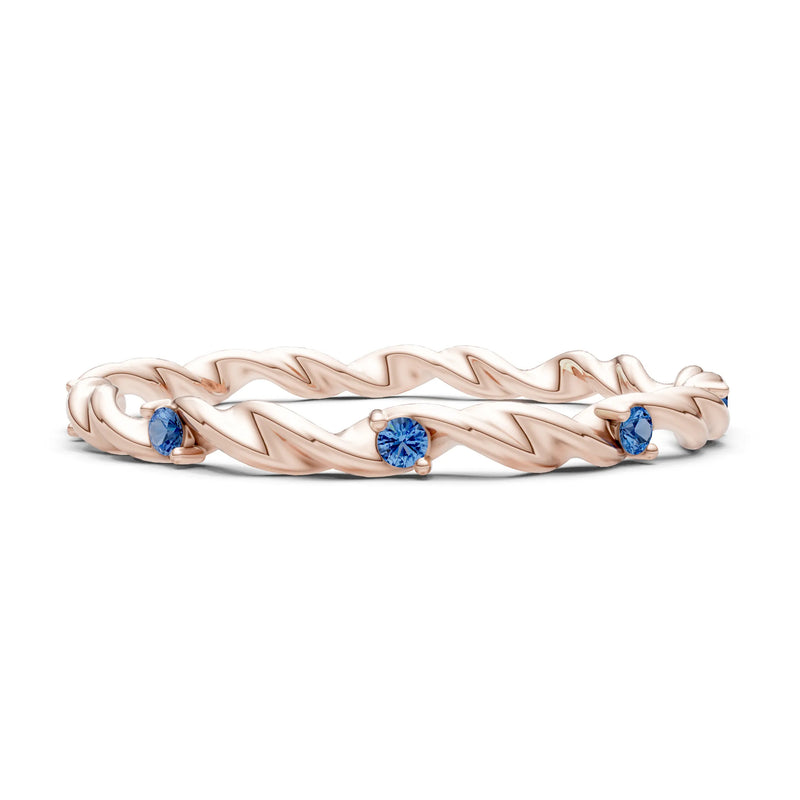 London Blue Topaz Dainty Rope Twist Gemstone Band