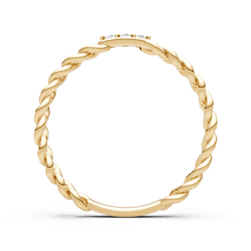 Dainty Chain Link 3-Stone Ring – Round