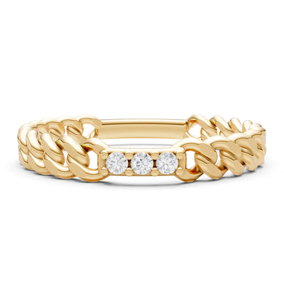 Dainty Chain Link 3-Stone Ring – Round