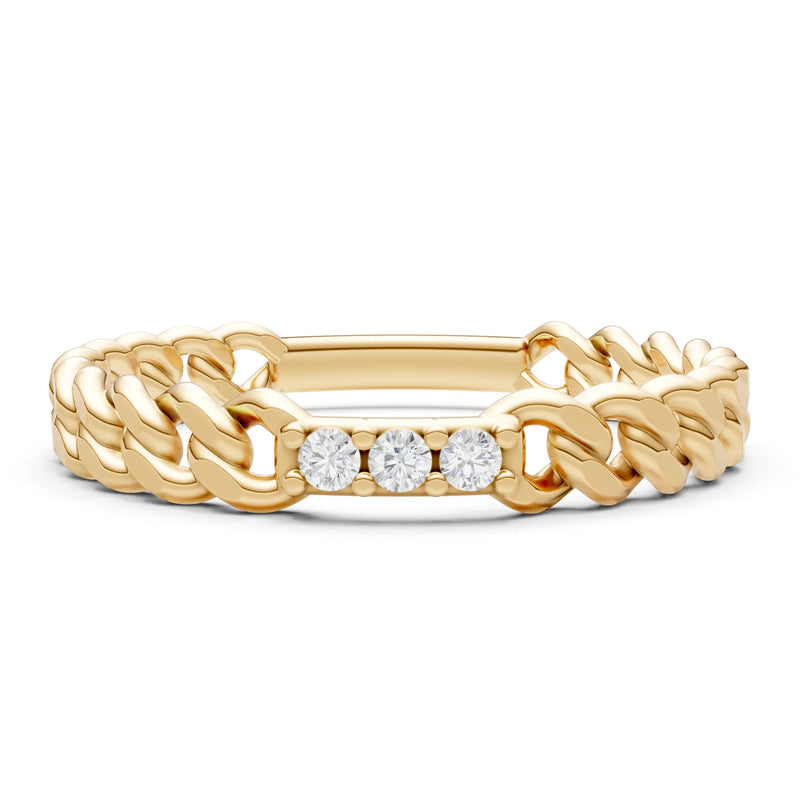 Dainty Chain Link 3-Stone Ring – Round