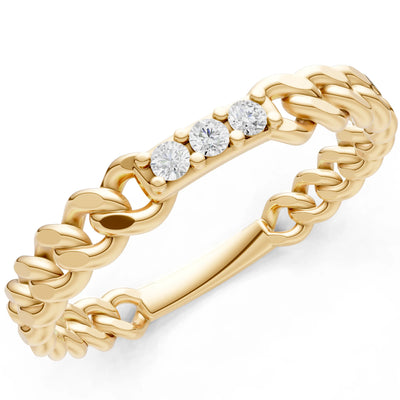Dainty Chain Link 3-Stone Ring – Round